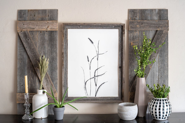 Set of Two 36" X 14" Gray Solid Wood Wall Decor N270-380348