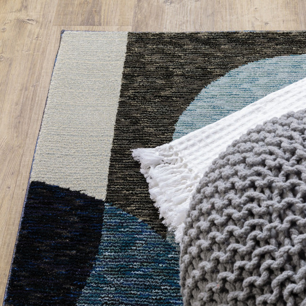 7' X 10' Blue and Gray Geometric Power Loom Area Rug N270-510807