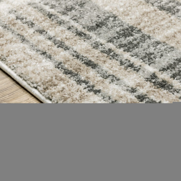 3' X 5' Grey Charcoal Ivory Tan Brown And Beige Geometric Power Loom Stain Resistant Area Rug N270-508481