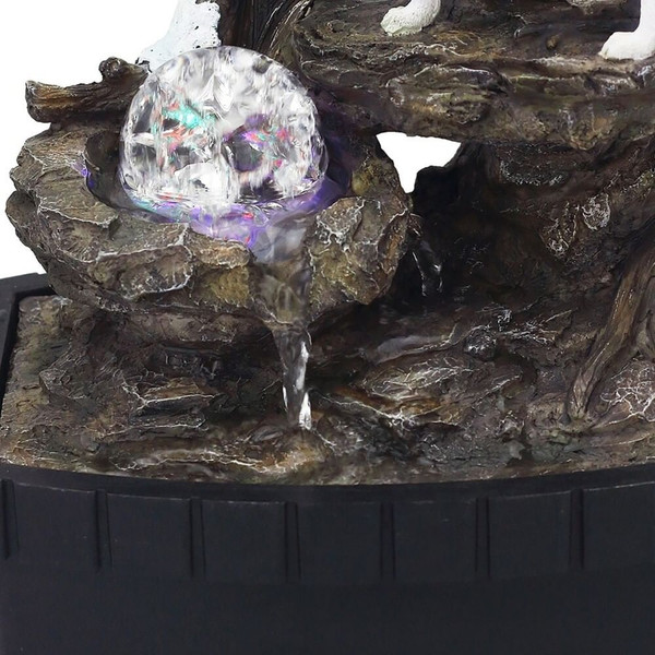 10" Black Polyresin Wolf Tabletop Fountain Sculpture N270-468304