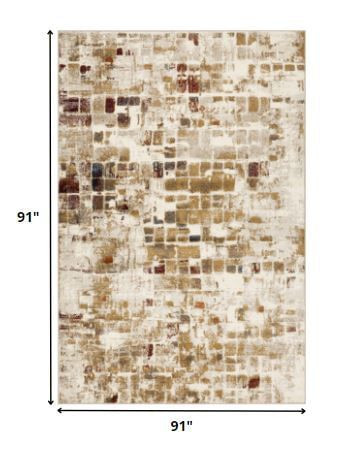 8' Natural Round Abstract Area Rug N270-475603