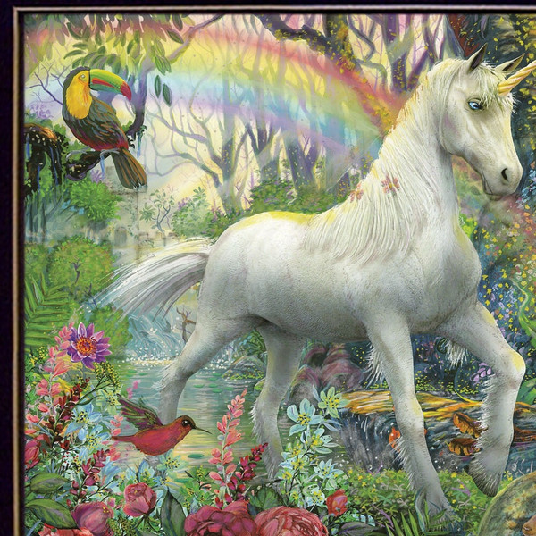 Rainbow Unicorn 1 Black Framed Print Wall Art N270-415879