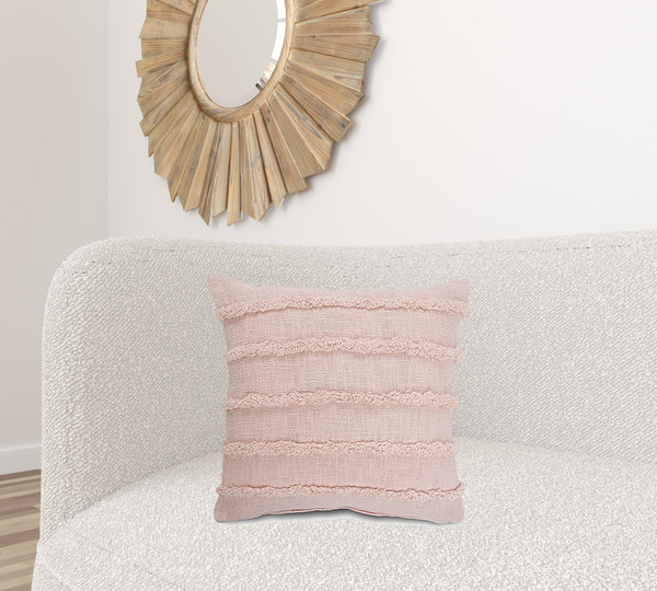 20" X 20" Pearl Blush And Peach 100% Cotton Zippered Pillow N270-517130