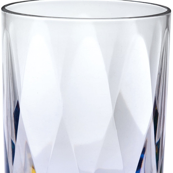 Set of Four Clear and Rainbow Geometric Acrylic Stemmed All Purpose Wine Glasses N270-521117
