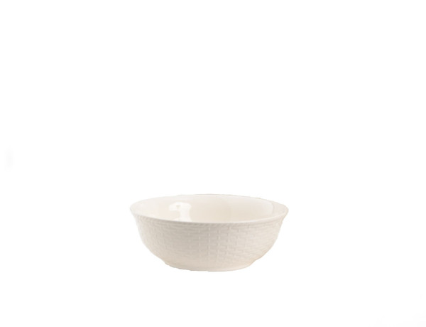White Four Piece Round Weave Stoneware Service For Four Bowl Set N270-483500