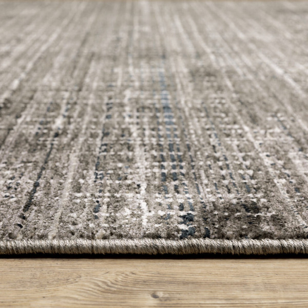 8' X 11' Charcoal Grey Grey Ivory Tan And Brown Abstract Power Loom Stain Resistant Area Rug N270-509539