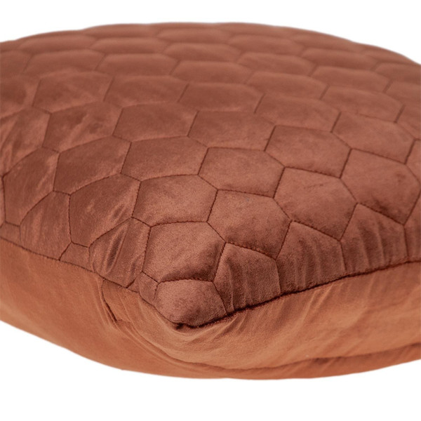 Burnt Orange Tufted Velvet Quilted Throw Pillow N270-402878