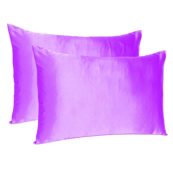 Violet Dreamy Set Of 2 Silky Satin Queen Pillowcases N270-387895