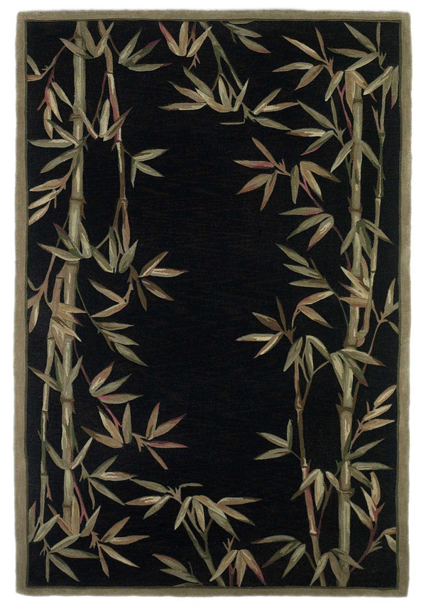5' X 8'  Wool Black Area Rug N270-350043