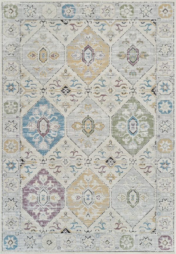 7' X 10' Beige and Gray Abstract Distressed Area Rug N270-558858