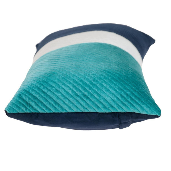 12" X 24" Navy Blue Striped Velvet Throw Pillow N270-402652
