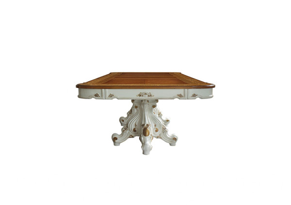 49" Brown And White Solid Wood Double Pedestal Base Dining Table N270-348650