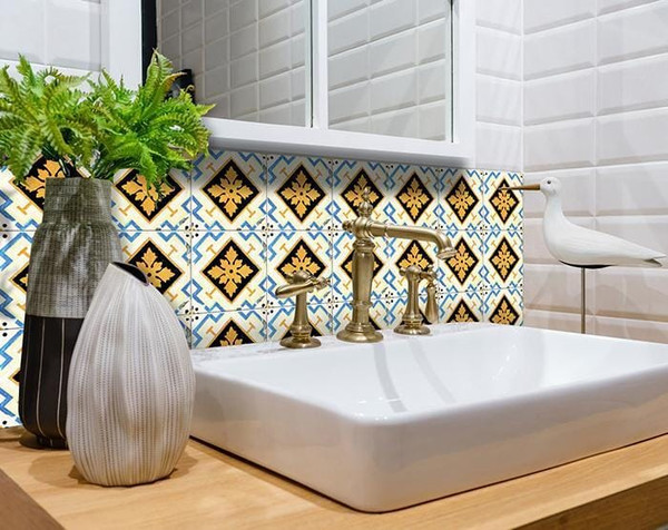 6" x 6" Gold Snowflake Peel and Stick Removable Tiles N270-400486