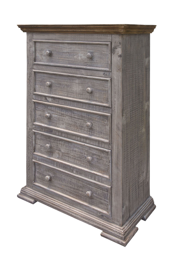37" Gray Solid Wood Five Drawer Chest N270-524584