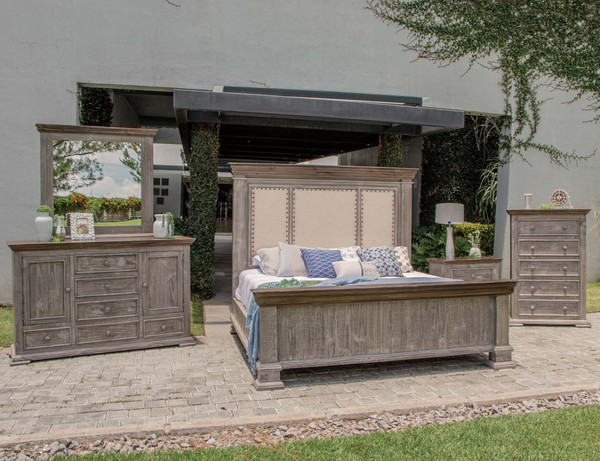 37" Gray Solid Wood Five Drawer Chest N270-524584