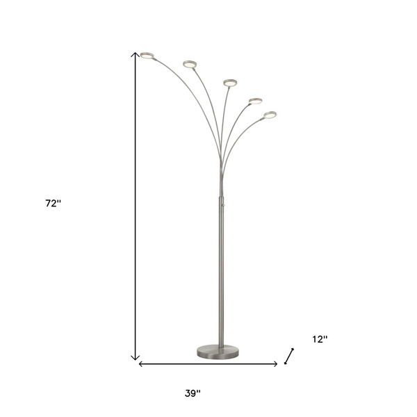 72" Nickel Five Light Led Arc Floor Lamp N270-526279