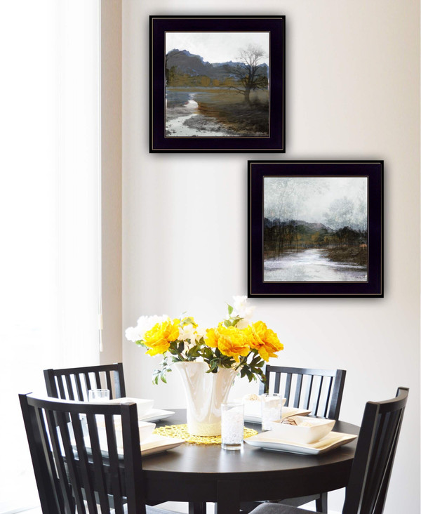 Set Of Two Winter Landscape 2 Black Framed Print Wall Art N270-407260