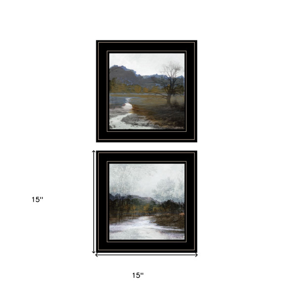 Set Of Two Winter Landscape 2 Black Framed Print Wall Art N270-407260