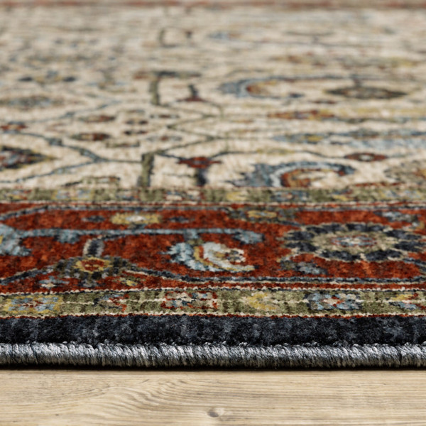 8' X 11' Beige and Ivory Oriental Power Loom Area Rug With Fringe N270-508036