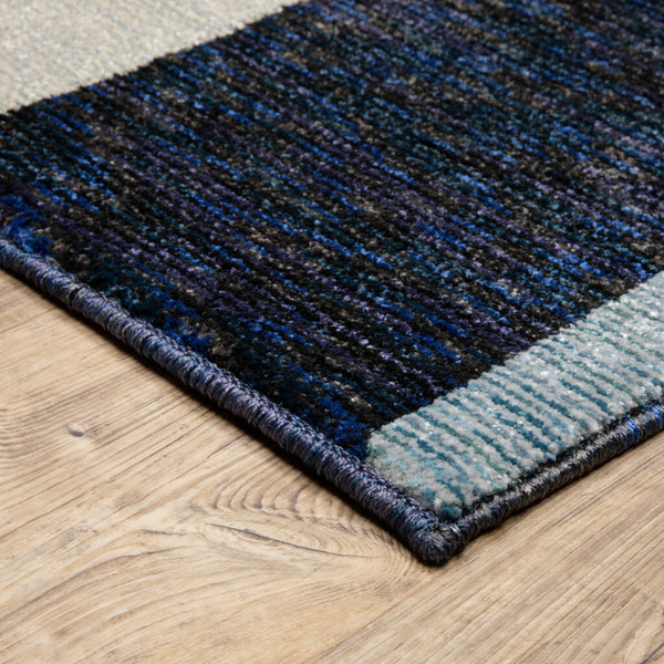 9' X 12' Blue Grey Charcoal and Purple Geometric Power Loom Area Rug N270-510809