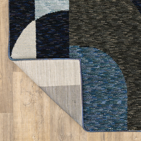 9' X 12' Blue Grey Charcoal and Purple Geometric Power Loom Area Rug N270-510809