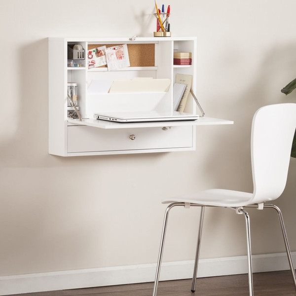 26" White Wall Mounted Floating Desk N270-402014
