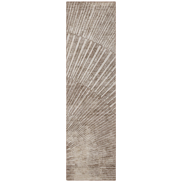 8' Runner Taupe and Ivory Abstract Washable Non Skid Indoor Outdoor Runner Rug N270-561994