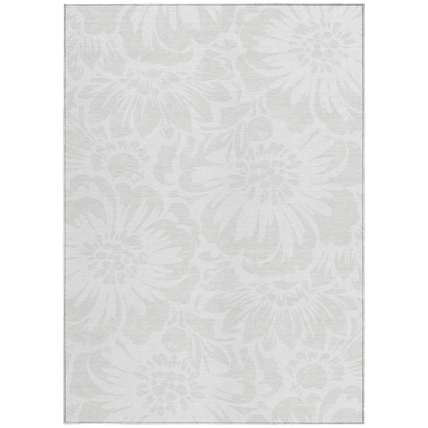 9' X 12' Ivory Floral Washable Non Skid Indoor Outdoor Area Rug N270-562468