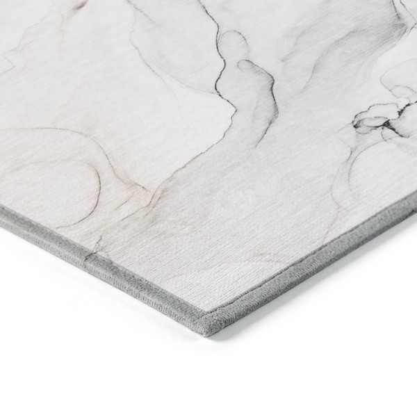3' X 5' Beige Ivory and Gray Abstract Washable Non Skid Indoor Outdoor Area Rug N270-560178