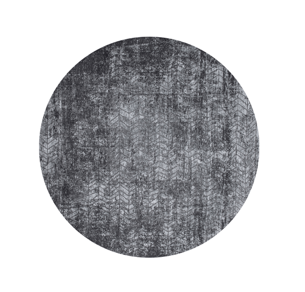5' Black and Gray Round Chevron Non Skid Area Rug N270-548426