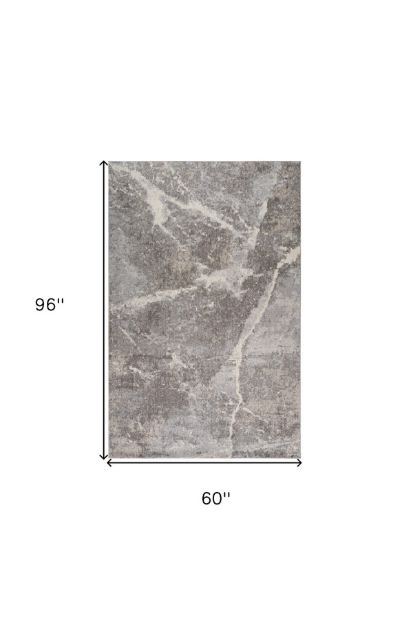 5' X 8' Gray and Ivory Abstract Area Rug N270-558385