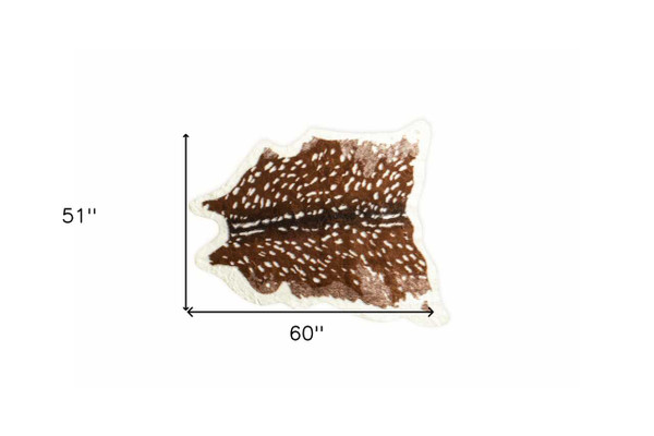4' X 5' Off White And Brown Faux Cowhide Non Skid Area Rug N270-476680