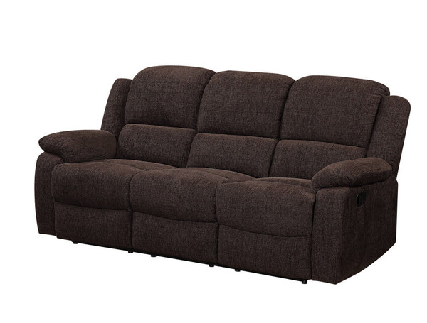 79" Brown Chenille Reclining Sofa With Black Legs N270-491323