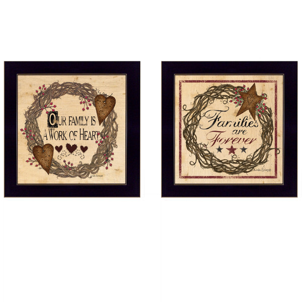 Set Of Two Family Wisdom II Black Framed Print Wall Art N270-406095