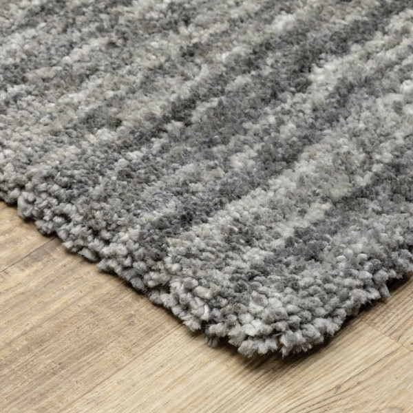 10' X 13' Grey Shag Power Loom Stain Resistant Area Rug N270-507842