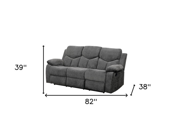 82" Gray Chenille Reclining Sofa With Black Legs N270-491322