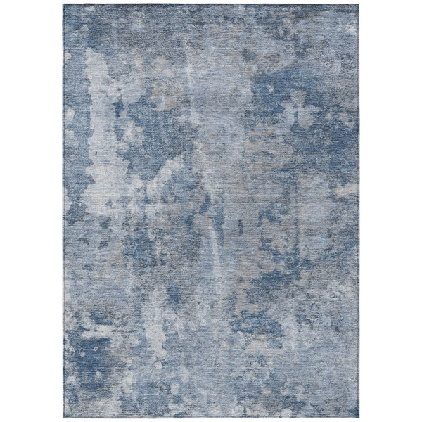 3' X 5' Blue Abstract Washable Non Skid Indoor Outdoor Area Rug N270-564236