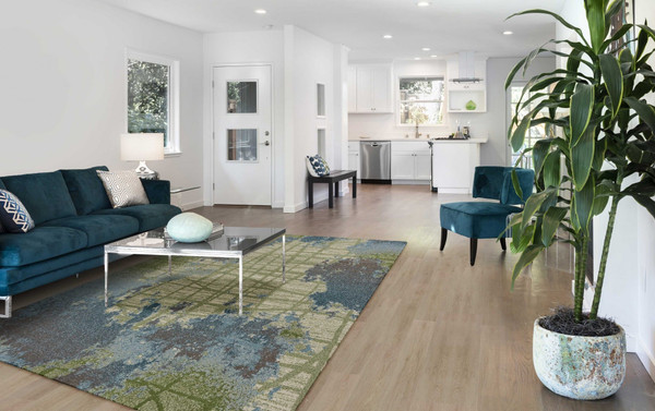 6' X 9' Green Or Blue Abstract Design Indoor Area Rug N270-353062