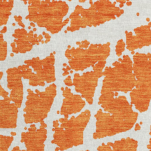 8' Runner Orange and White Abstract Washable Non Skid Indoor Outdoor Runner Rug N270-559281