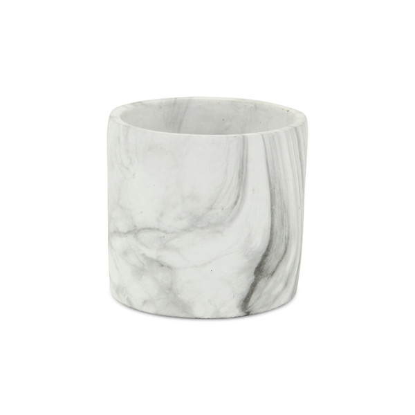 6" White and Gray Marbleized Ceramic Indoor Outdoor Round Pot Planter N270-487436