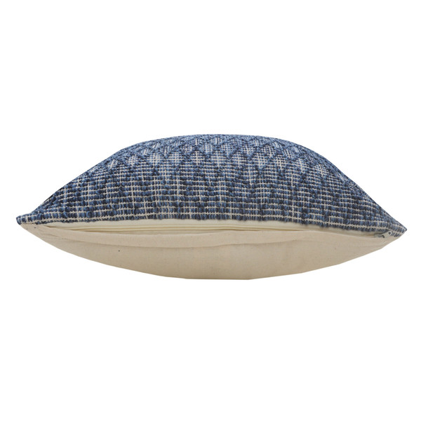 20" X 20" Blue 100% Cotton Geometric Zippered Pillow N270-516884