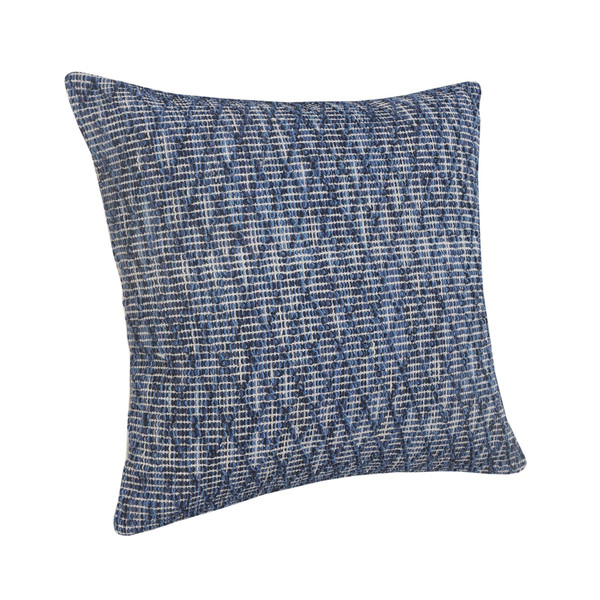 20" X 20" Blue 100% Cotton Geometric Zippered Pillow N270-516884