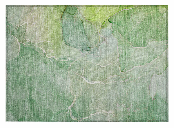 2' X 3' Green Abstract Washable Non Skid Indoor Outdoor Area Rug N270-559920