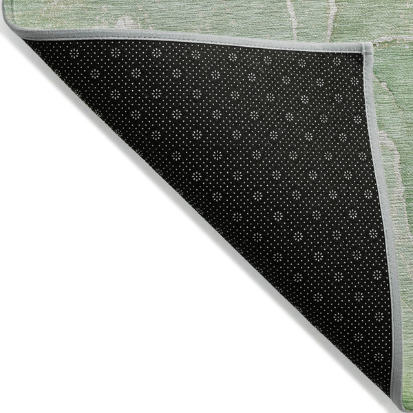 2' X 3' Green Abstract Washable Non Skid Indoor Outdoor Area Rug N270-559920