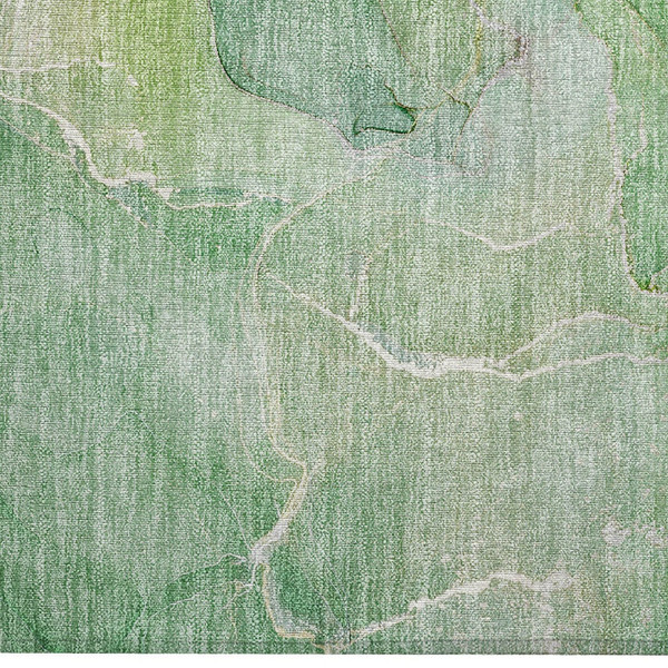 2' X 3' Green Abstract Washable Non Skid Indoor Outdoor Area Rug N270-559920