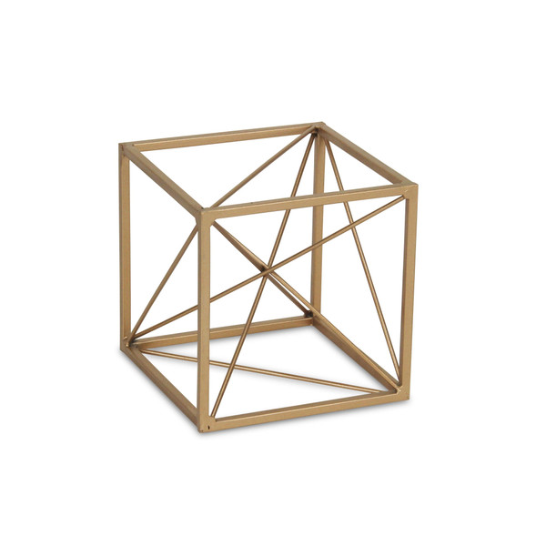 6" Gold Metal Cube Sculpture N270-483222