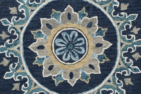 7' Round Blue Floral Medallion Area Rug N270-396268