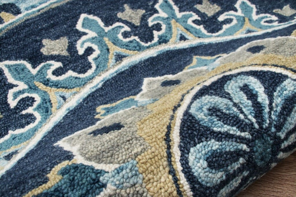 7' Round Blue Floral Medallion Area Rug N270-396268