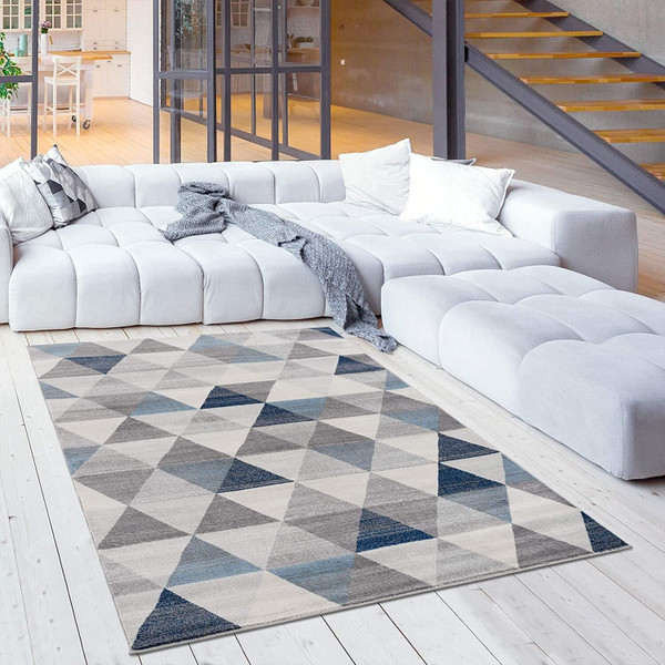 4' X 6' Navy Blue Geometric Diamond Area Rug N270-390236