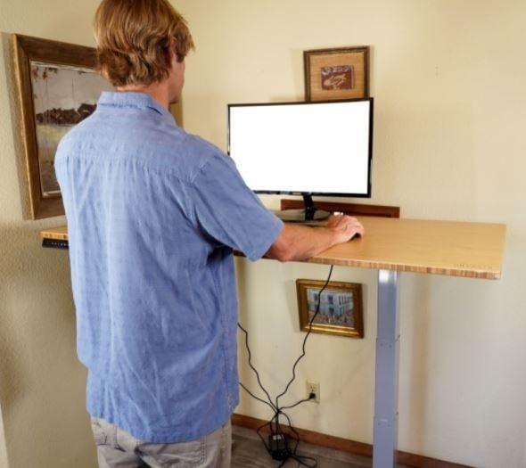 30" Adjustable Brown and Gray Stainless Steel Computer Desk N270-397746